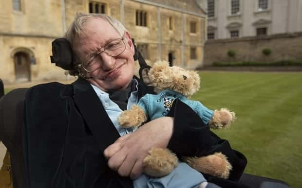 Embargoed to 0001 Sunday May 31 Undated handout photo issued by Gonville & Caius College of Professor Stephen Hawking celebrating 50 years as a fellow of Gonville & Caius College, Cambridge, holding a Caius teddy bear. PRESS ASSOCIATION Photo. Issue date: Sunday May 31, 2015. The world renowned physicist and author has spoken of fears that a gifted academic with a condition as serious as his own would not be able to flourish in today's tough economic times. See PA story EDUCATION Hawking. Photo credit should read: Dan White/Gonville & Caius/PA Wire NOTE TO EDITORS: This handout photo may only be used in for editorial reporting purposes for the contemporaneous illustration of events, things or the people in the image or facts mentioned in the caption. Reuse of the picture may require further permission from the copyright holder.