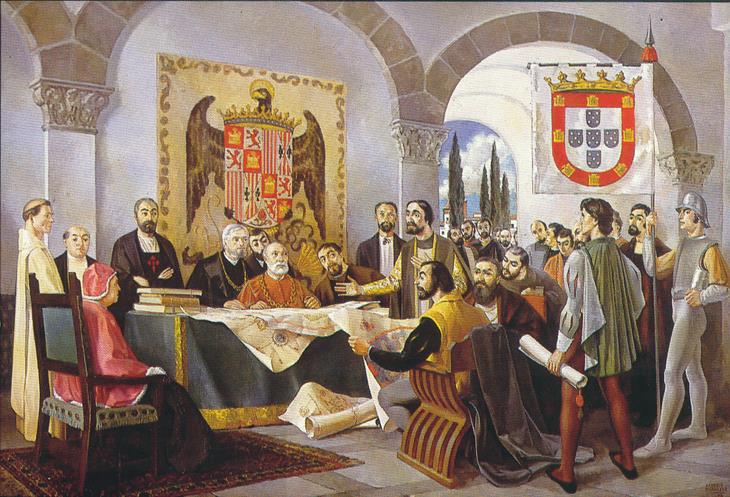 O Tratado de Tordesilhas dividiu o mundo entre portugueses e espanhóis